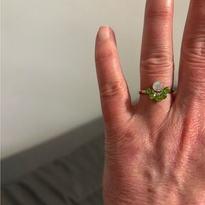 Elegant Green and White Gemstone Ring